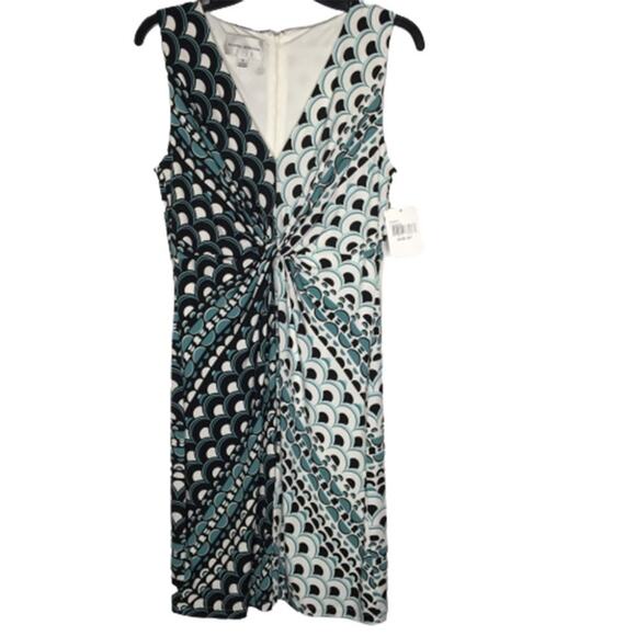 Donna Morgan Sleeveless Sheath Dress Twisted Front V-Neckline Printed Size 8 - Picture 5 of 8